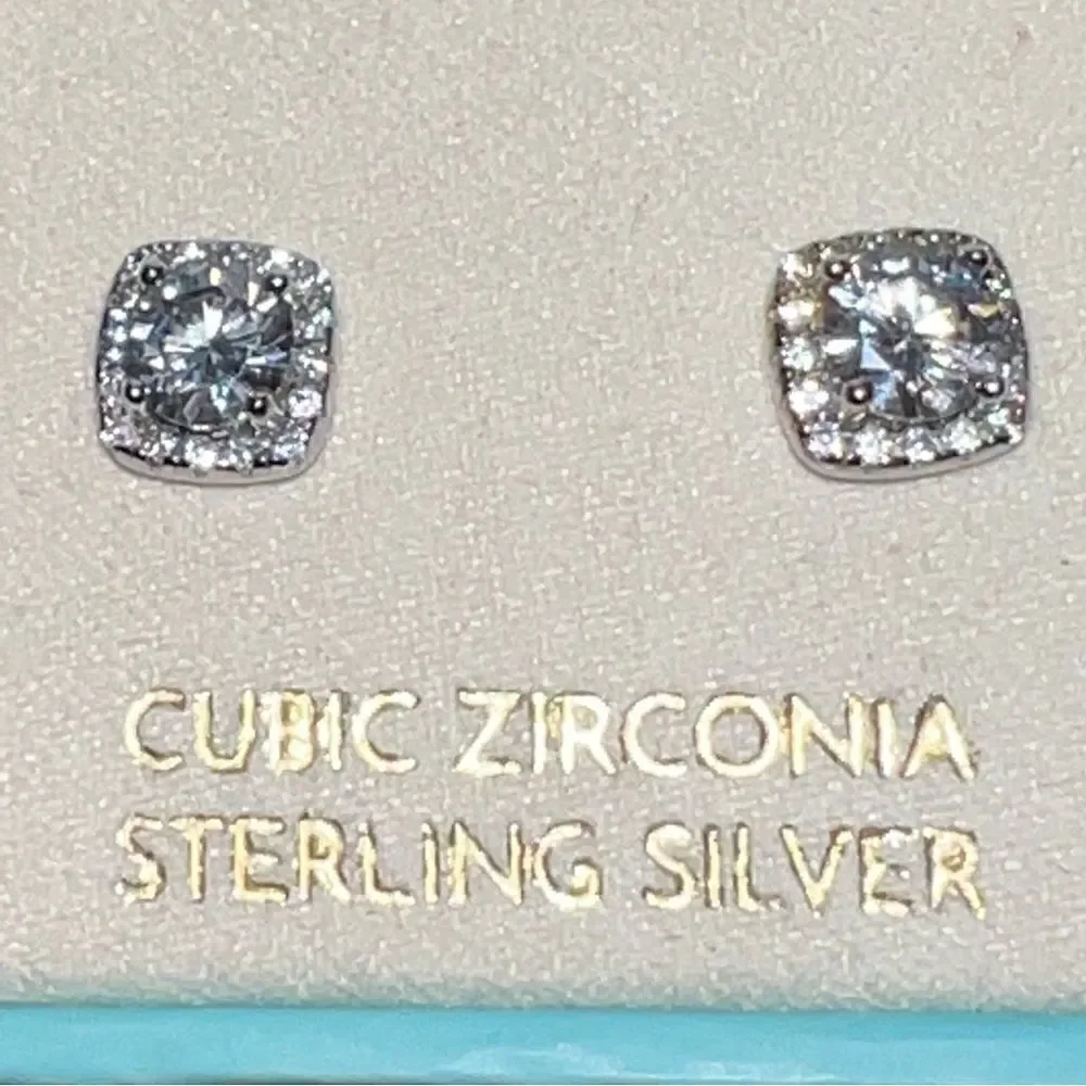 Gorgeous sterling silver and cubic zirconia Halo Earrings